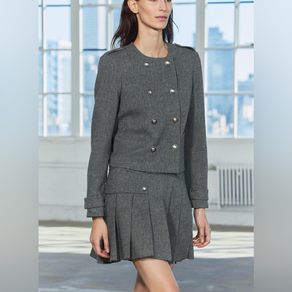 Zara Box Pleat Wool Blend Mini Skirt ZW COLLECTION 0034/251